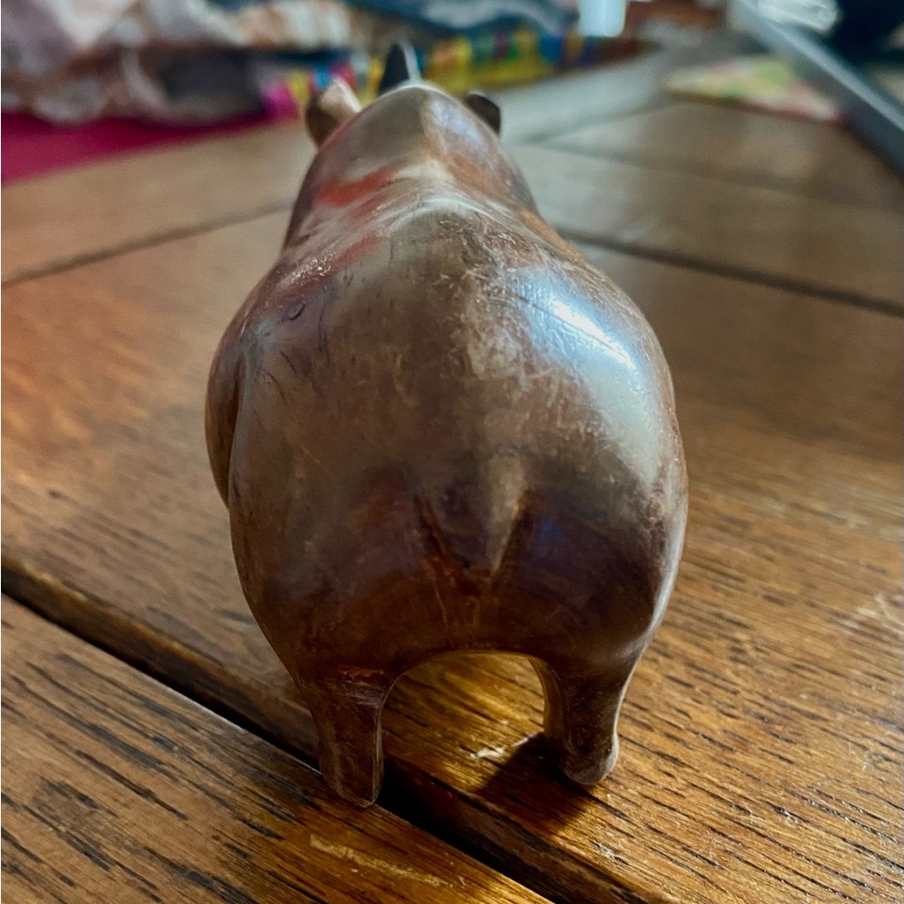 Handcarved 2 Horned African Rhino. Amazing piece of art. Wood is smooth. EC - Picture 6 of 15